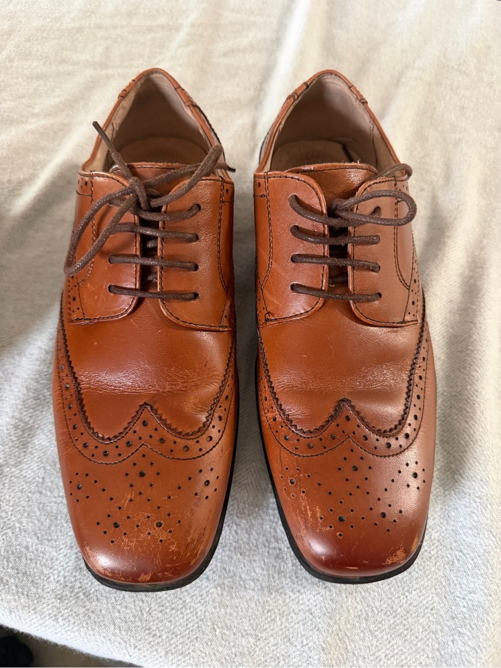 Florsheim Reveal Wing Jr Cognac oxford Sz 5 Kids Leather